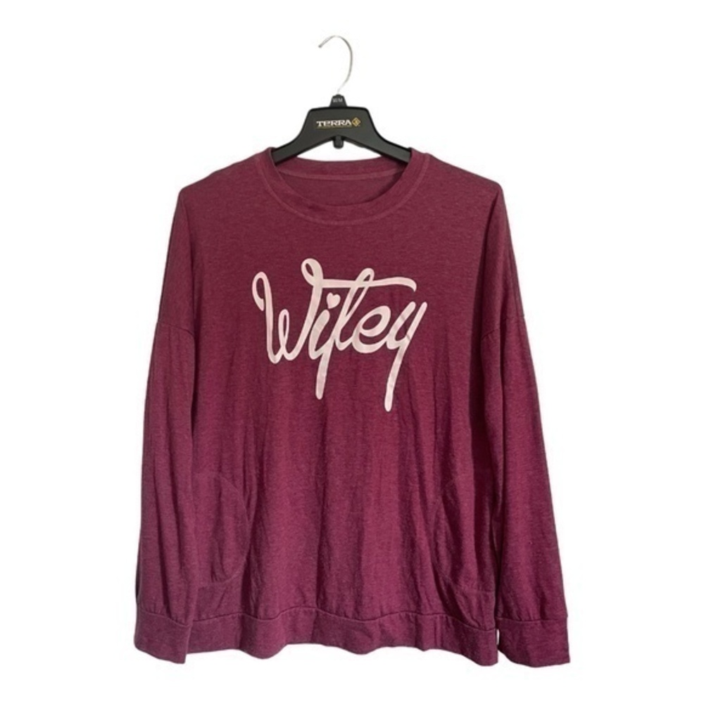 Unbranded Womens Burgundy Long Sleeve Graphic Print Shirt "Wifey" Size 2XL